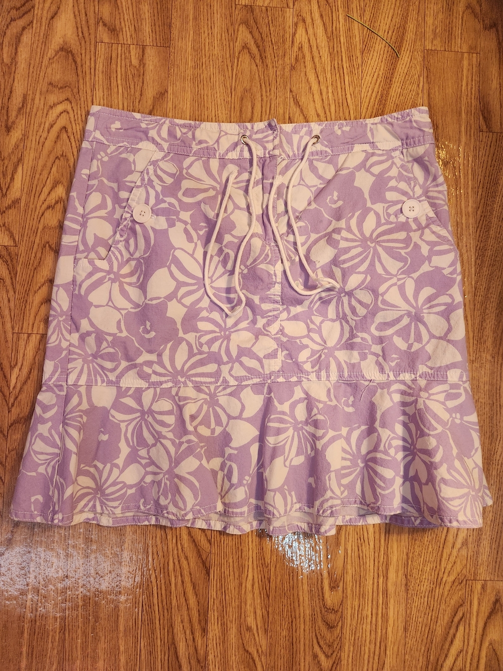 Ann Taylor Lavender and White Floral Ruffle Hem Skirt 4